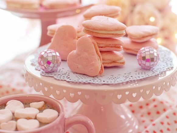 Pink heart sandwich cookies