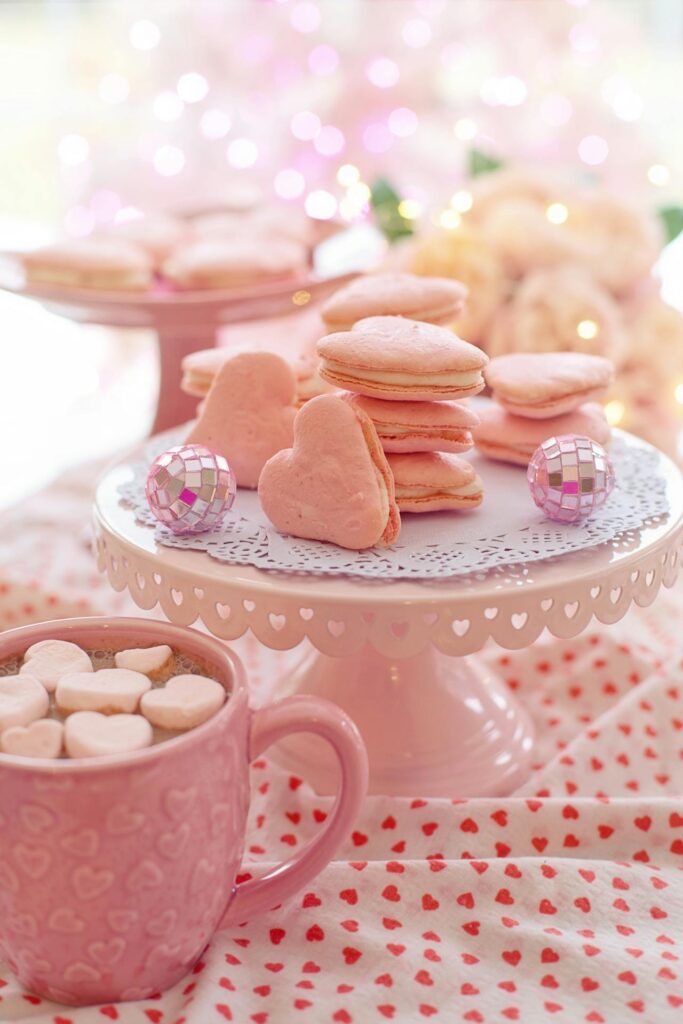 Pink heart sandwich cookies