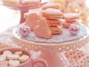 Pink heart sandwich cookies