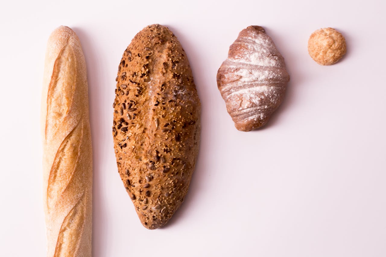 Four different types of bread.