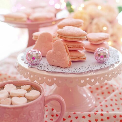 Pink heart sandwich cookies