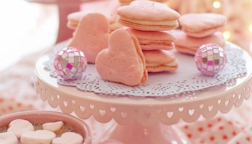 Pink heart sandwich cookies